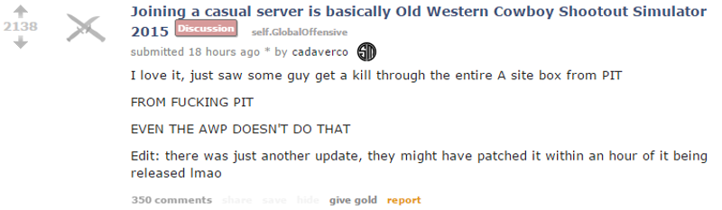 Illustration for article titled Counter-Strike Players Really Hate The Game's New Gun